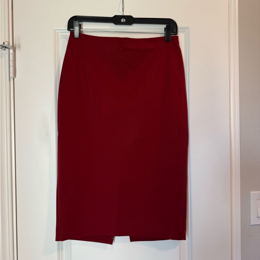NWT Express Red Knee-Length Lined Pencil Skirt with Slit